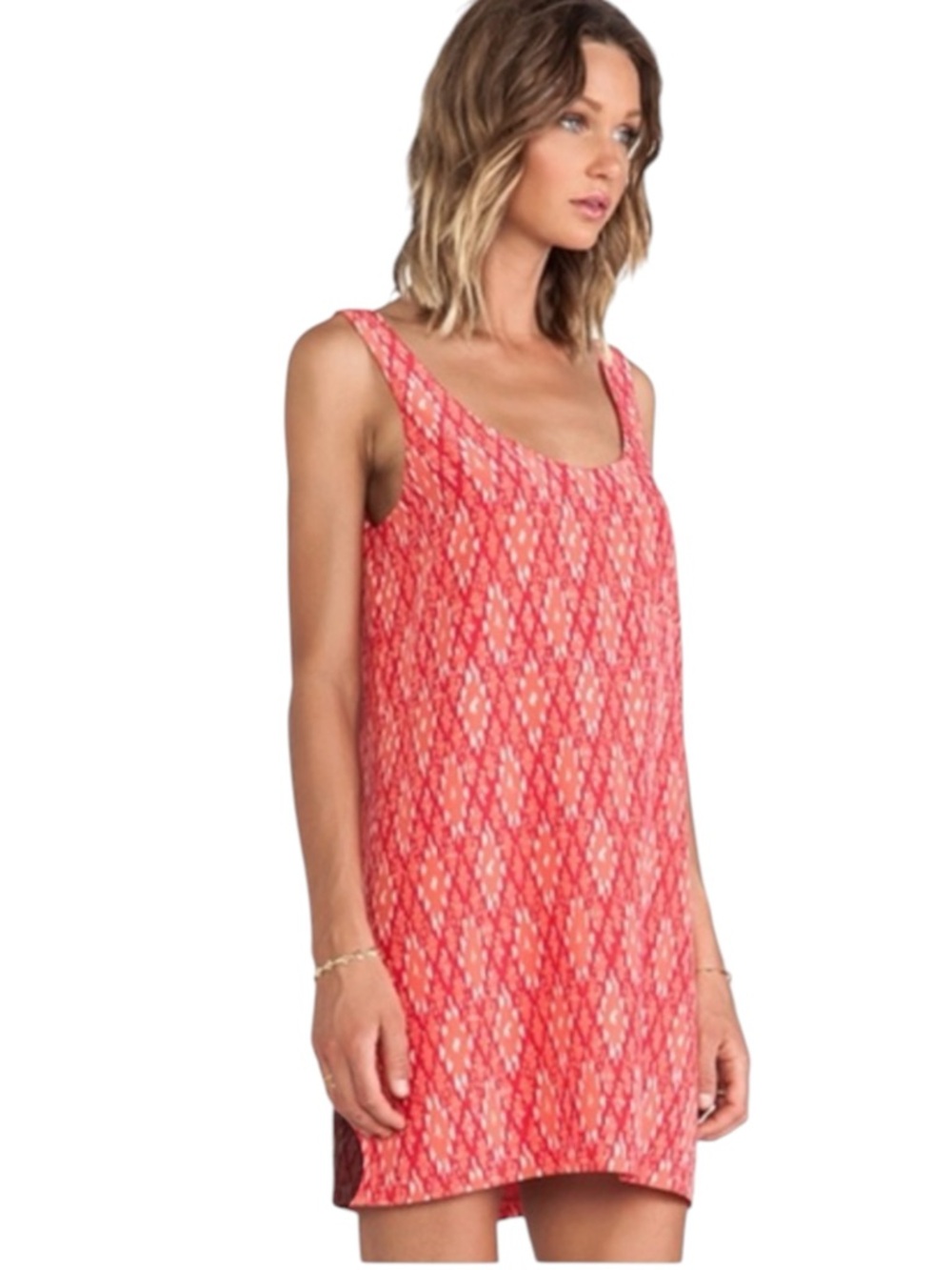 NWT Joie Silk Dawna Ikat Spiced Coral Tank Mini Dress (S)